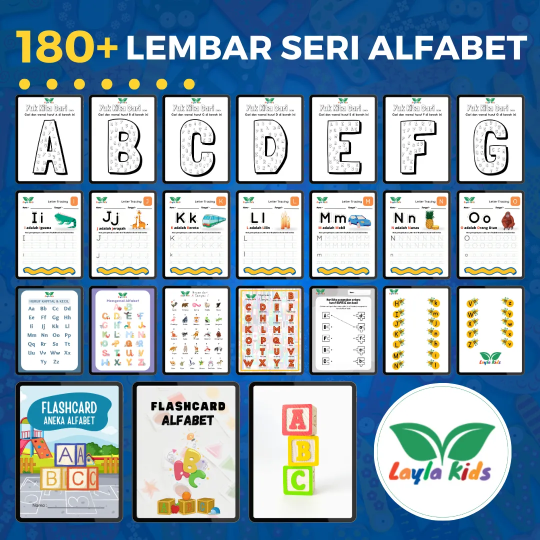180 Lembar Seri Alfabet Worksheet Printable
