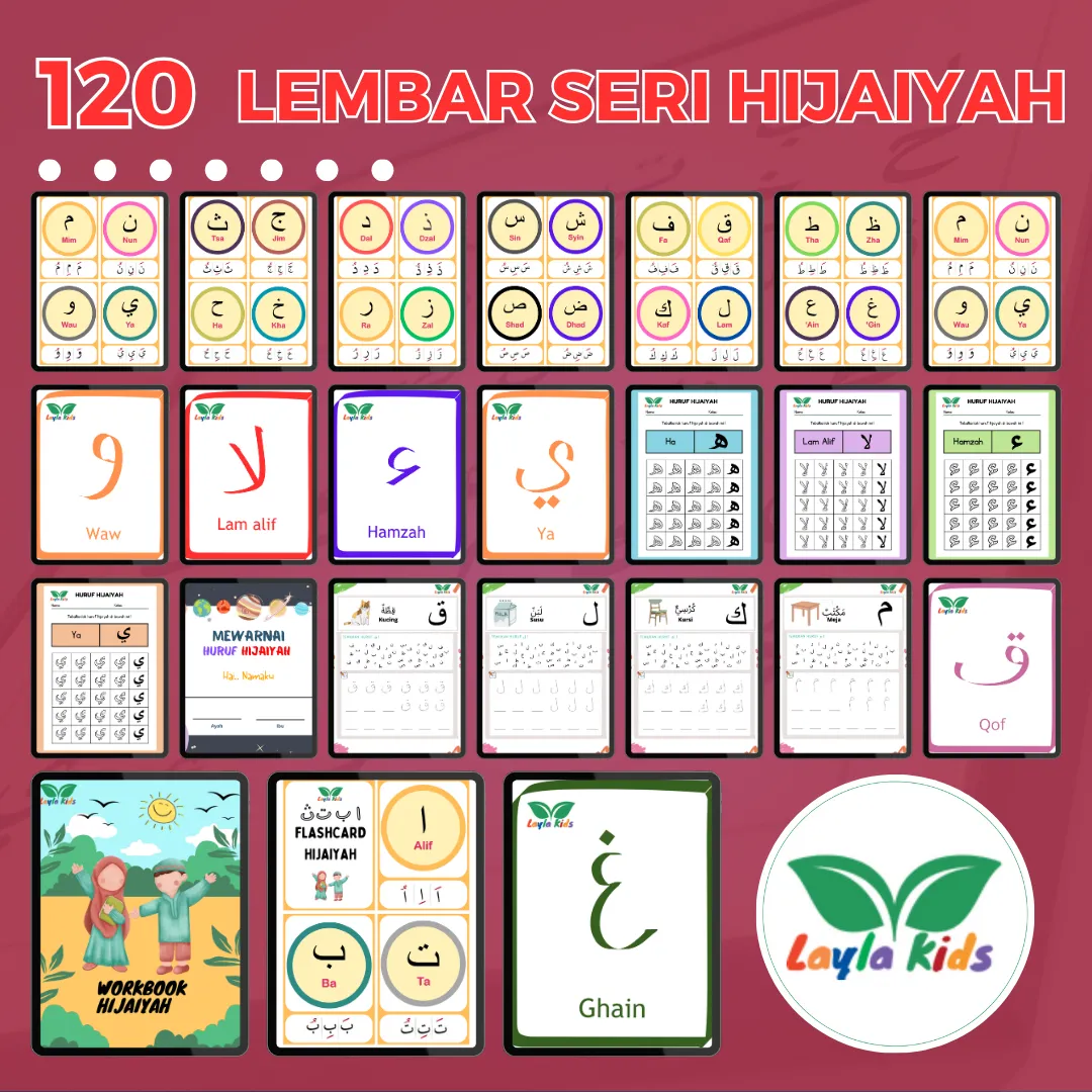 120 Lembar Seri Hijaiyah Worksheet Printable