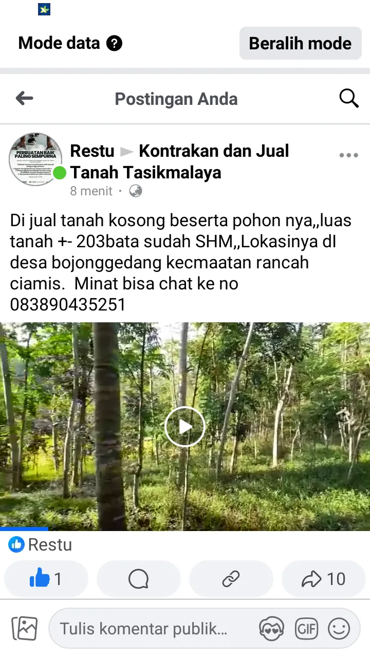 Tanah kosong dan pohon